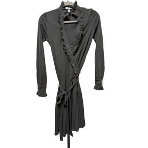 Gap Wrap Dress with Ruffle trim Gray Size XS